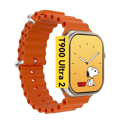Premium Smartwatch with Orange Sport Band - Fitness Tracker & Health Monitor