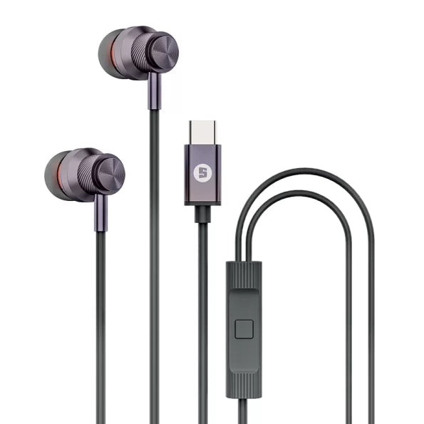 USB-C Wired Earphones with Mic - Metal In-Ear Headphones Type-C