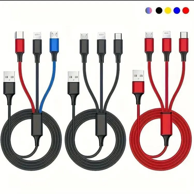 3-in-1 Multi Charging Cable - Lightning/Type-C/Micro USB Universal Charger