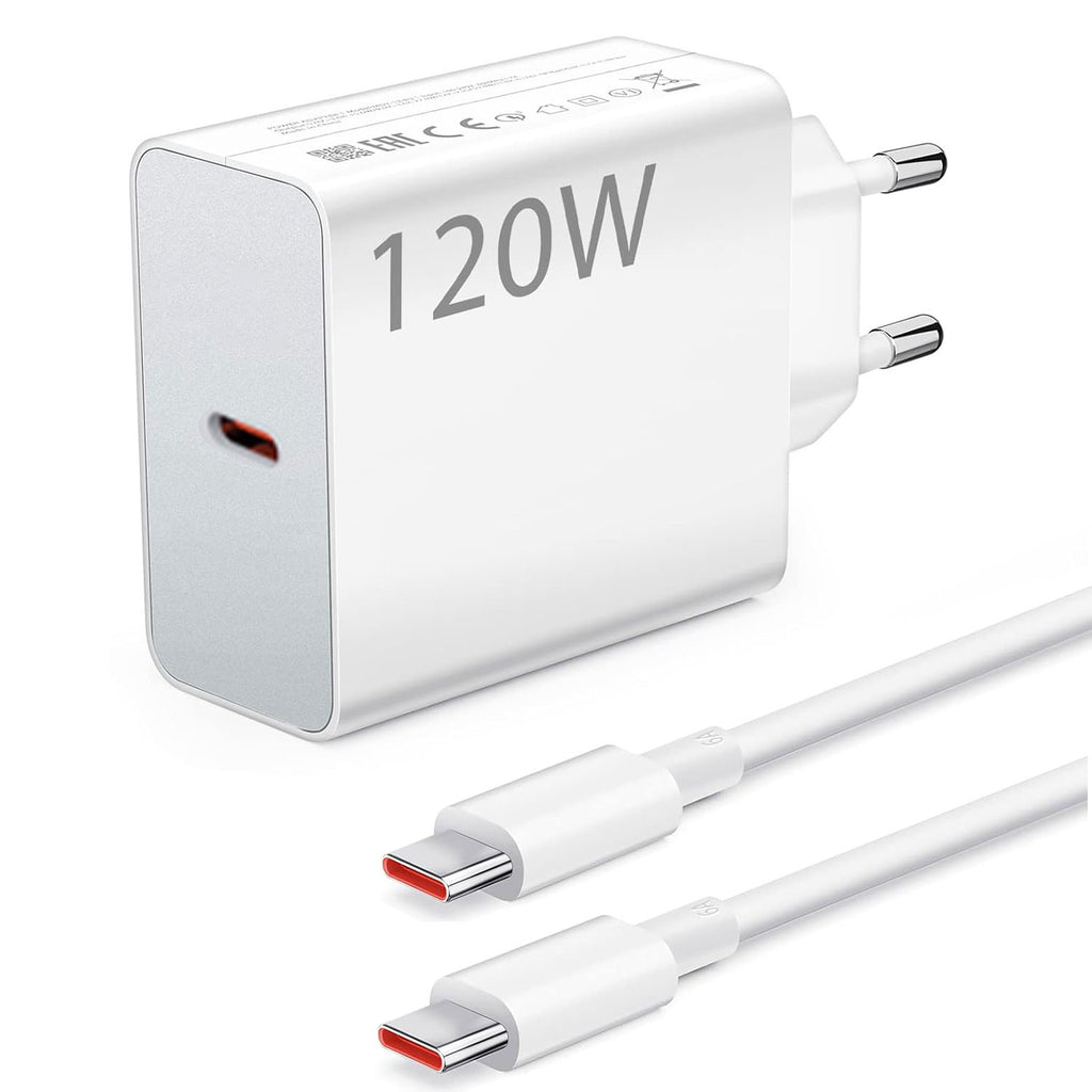 120W Dual USB-C Power Adapter with 2 Cables - GaN Fast Charger
