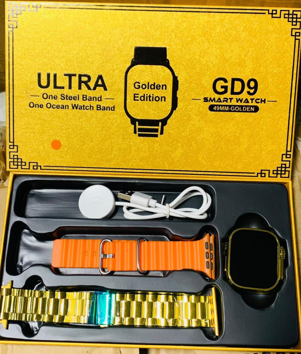 GD9 Ultra Smartwatch Golden Edition - 49mm with Premium Steel & Ocean Bands