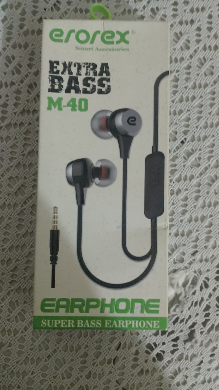 Esorex M-40 Extra Bass Earphones - Super Bass with Mic Black