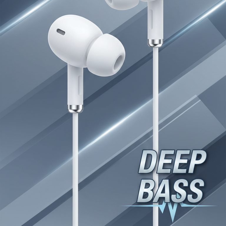 U28 Music Earphones - HiFi Audio Wired Earbuds White